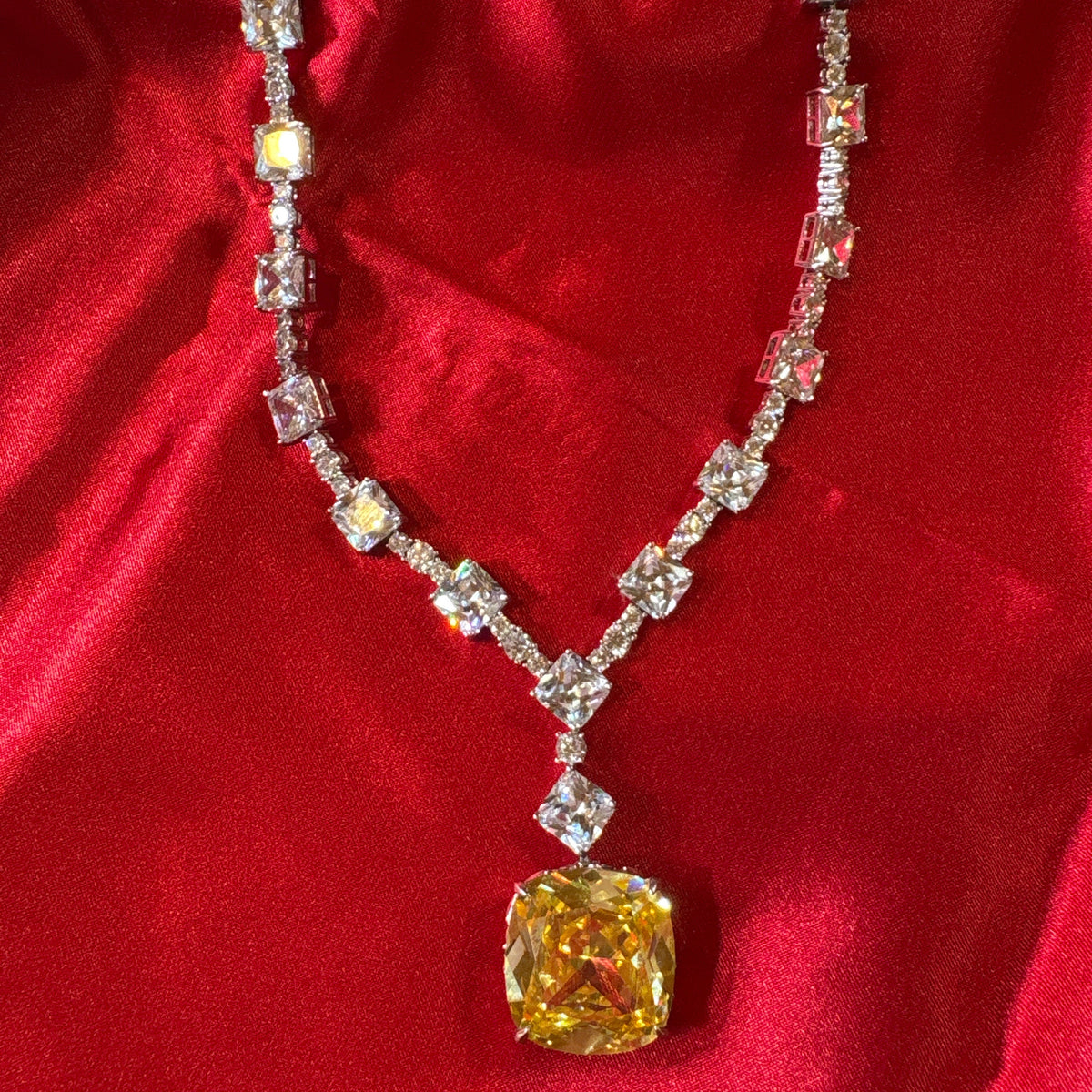 Canary Yellow Cushion Statement Necklace