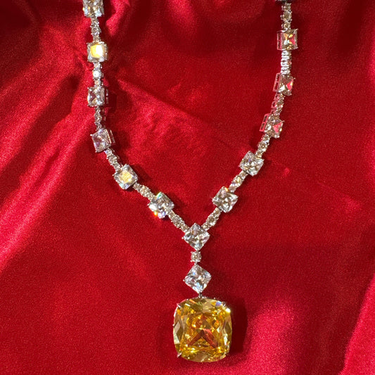 Canary Yellow Cushion Statement Necklace