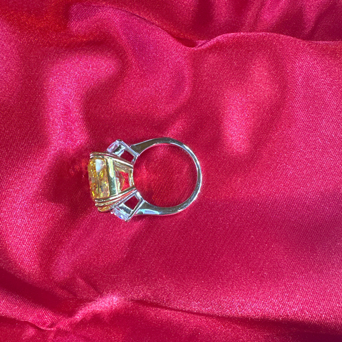 Canary Yellow Three Stone Ring