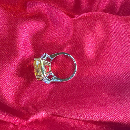 Canary Yellow Three Stone Ring