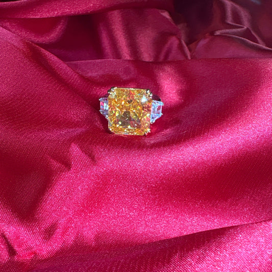 Canary Yellow Three Stone Ring